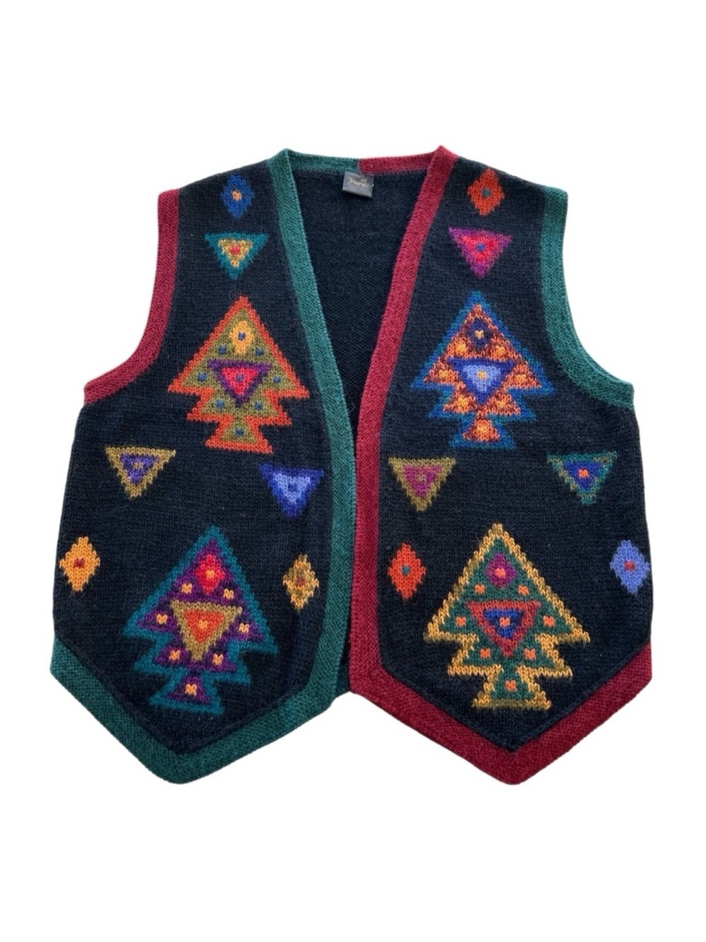Vintage Perez Baby Alpaca Sweater Vest Colorful Knit Southwest Aztec Design